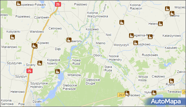 mapa Obory gmina Wierzbinek, Obory gmina Wierzbinek na mapie Targeo