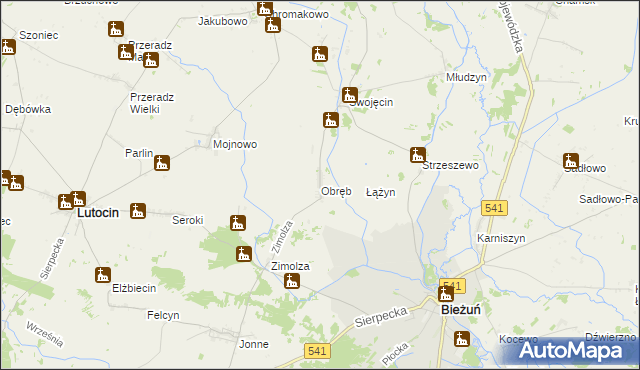 mapa Obręb gmina Lutocin, Obręb gmina Lutocin na mapie Targeo