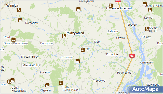 mapa Obręb gmina Pokrzywnica, Obręb gmina Pokrzywnica na mapie Targeo