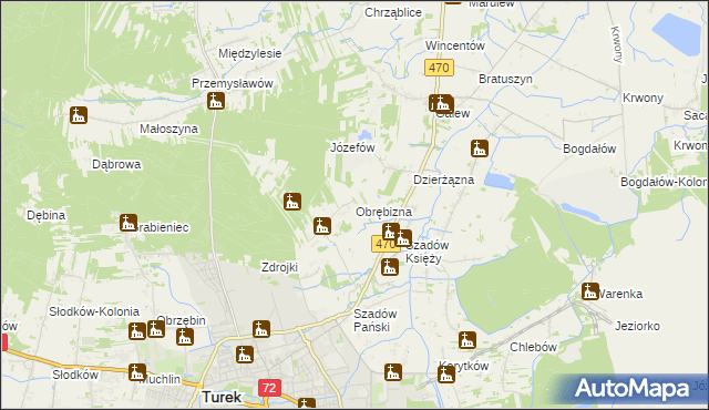 mapa Obrębizna, Obrębizna na mapie Targeo