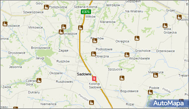 mapa Obręczna, Obręczna na mapie Targeo