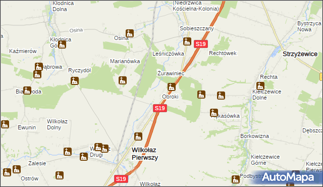 mapa Obroki, Obroki na mapie Targeo