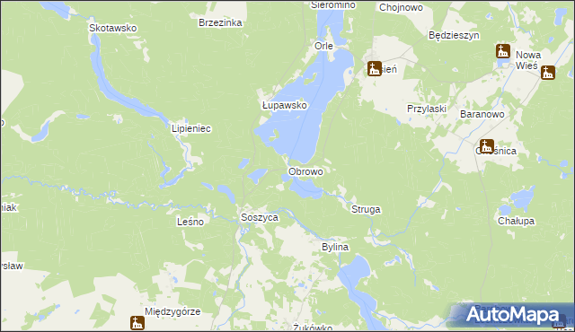 mapa Obrowo gmina Czarna Dąbrówka, Obrowo gmina Czarna Dąbrówka na mapie Targeo