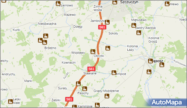 mapa Obrytki gmina Szczuczyn, Obrytki gmina Szczuczyn na mapie Targeo