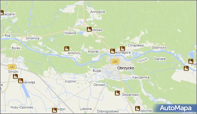 mapa Obrzycko-Zamek, Obrzycko-Zamek na mapie Targeo