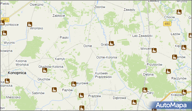 mapa Ochle-Kolonia, Ochle-Kolonia na mapie Targeo