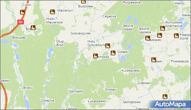 mapa Ochodza gmina Trzemeszno, Ochodza gmina Trzemeszno na mapie Targeo