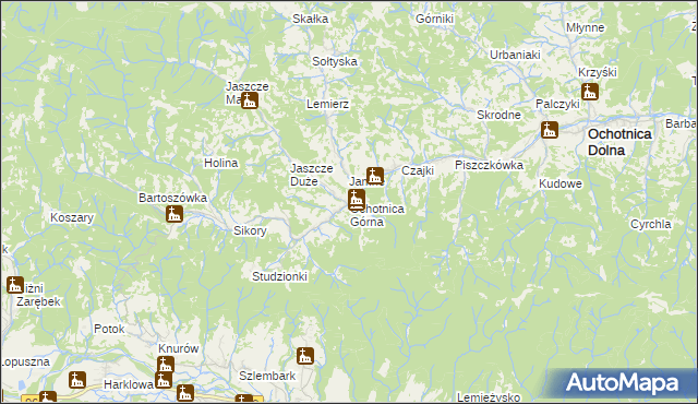 mapa Ochotnica Górna, Ochotnica Górna na mapie Targeo