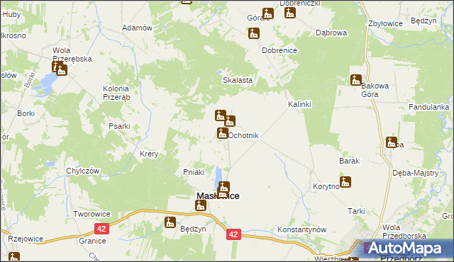 mapa Ochotnik, Ochotnik na mapie Targeo