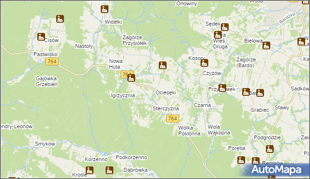 mapa Ociesęki, Ociesęki na mapie Targeo