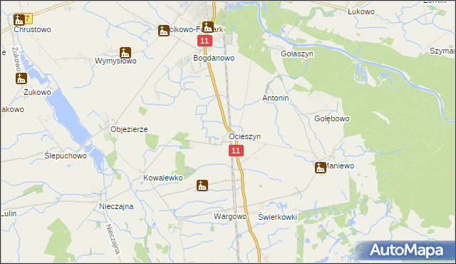 mapa Ocieszyn, Ocieszyn na mapie Targeo