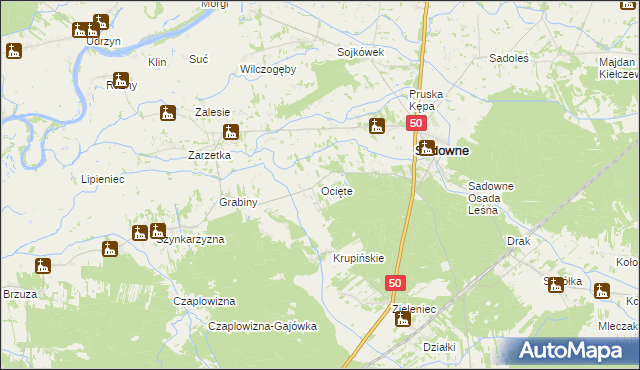 mapa Ocięte, Ocięte na mapie Targeo