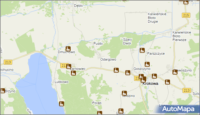 mapa Odargowo gmina Krokowa, Odargowo gmina Krokowa na mapie Targeo