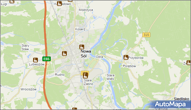 mapa Odra gmina Nowa Sól, Odra gmina Nowa Sól na mapie Targeo
