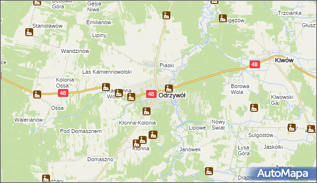 mapa Odrzywół, Odrzywół na mapie Targeo