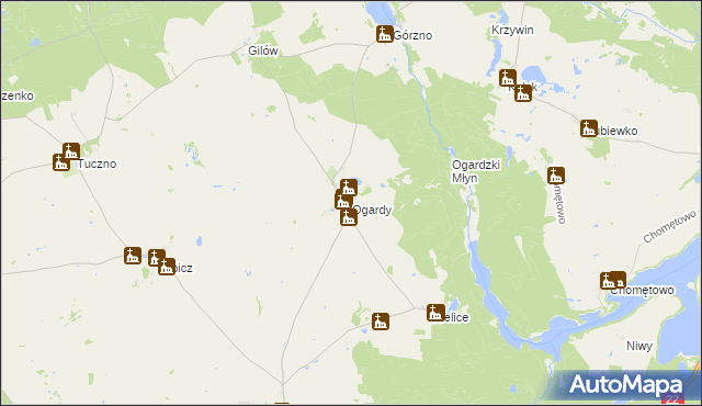 mapa Ogardy, Ogardy na mapie Targeo