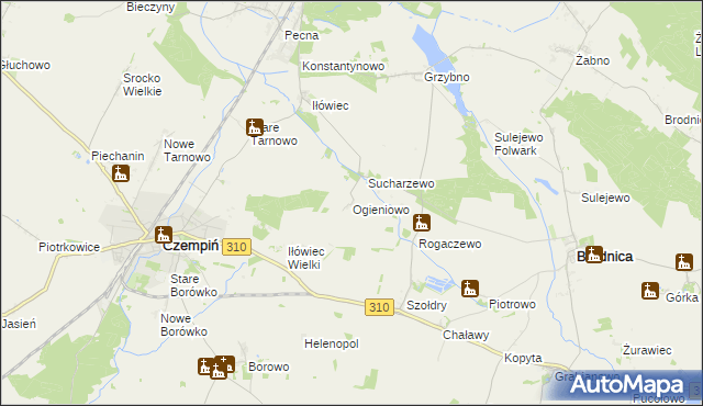 mapa Ogieniowo, Ogieniowo na mapie Targeo