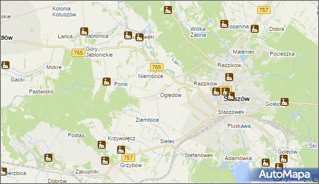 mapa Oględów, Oględów na mapie Targeo