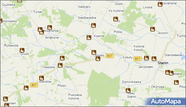 mapa Ogniwo gmina Stanin, Ogniwo gmina Stanin na mapie Targeo