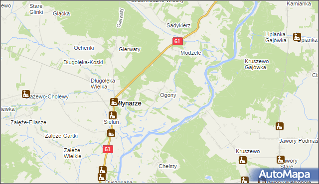 mapa Ogony, Ogony na mapie Targeo