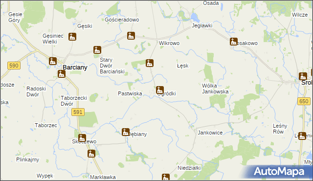 mapa Ogródki gmina Barciany, Ogródki gmina Barciany na mapie Targeo