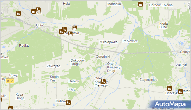 mapa Ogrodniki gmina Biała Podlaska, Ogrodniki gmina Biała Podlaska na mapie Targeo