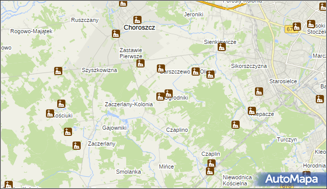 mapa Ogrodniki gmina Choroszcz, Ogrodniki gmina Choroszcz na mapie Targeo