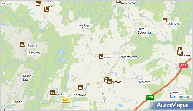 mapa Ogrodniki gmina Milejewo, Ogrodniki gmina Milejewo na mapie Targeo