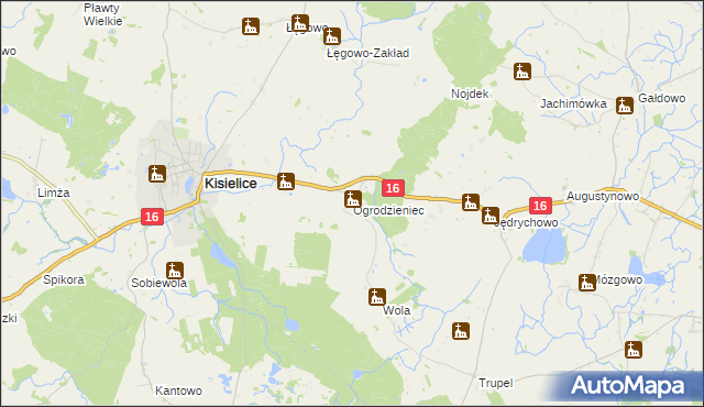 mapa Ogrodzieniec gmina Kisielice, Ogrodzieniec gmina Kisielice na mapie Targeo