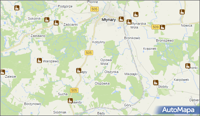 mapa Ojcowa Wola, Ojcowa Wola na mapie Targeo