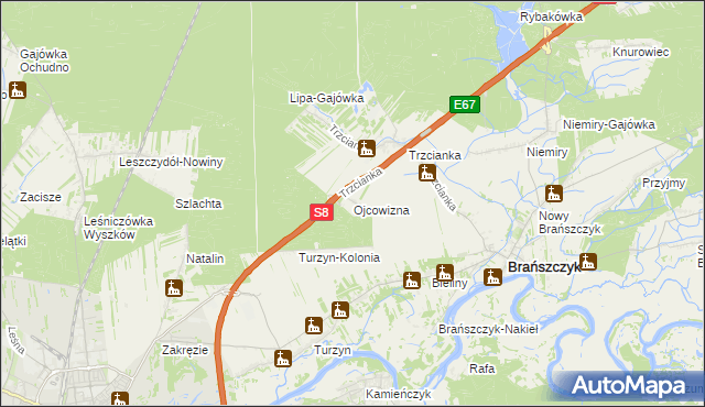 mapa Ojcowizna, Ojcowizna na mapie Targeo