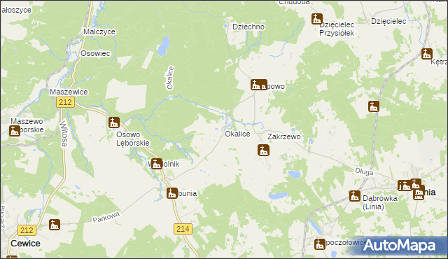 mapa Okalice, Okalice na mapie Targeo