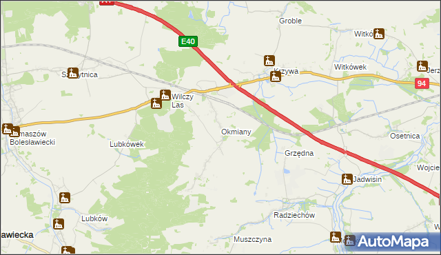 mapa Okmiany, Okmiany na mapie Targeo