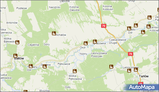 mapa Okół gmina Bałtów, Okół gmina Bałtów na mapie Targeo