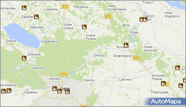 mapa Okolusz, Okolusz na mapie Targeo