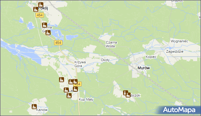 mapa Okoły gmina Murów, Okoły gmina Murów na mapie Targeo