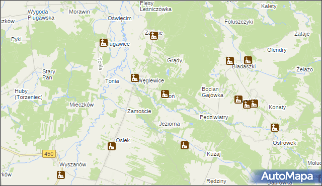 mapa Okoń, Okoń na mapie Targeo