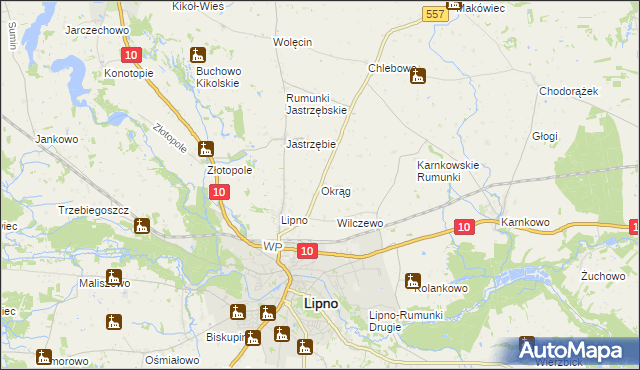 mapa Okrąg, Okrąg na mapie Targeo