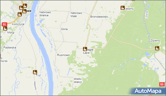 mapa Okrągła Łąka, Okrągła Łąka na mapie Targeo