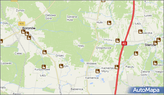 mapa Okrąglik gmina Woźniki, Okrąglik gmina Woźniki na mapie Targeo