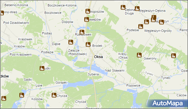 mapa Oksa, Oksa na mapie Targeo