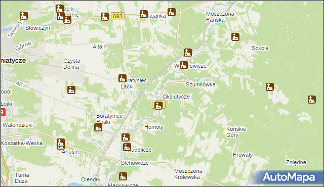 mapa Oksiutycze, Oksiutycze na mapie Targeo