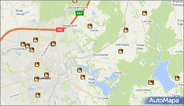 mapa Okuniowiec, Okuniowiec na mapie Targeo