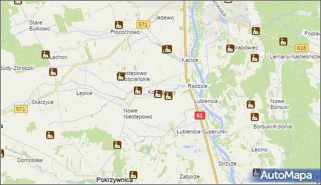 mapa Olbrachcice gmina Pokrzywnica, Olbrachcice gmina Pokrzywnica na mapie Targeo