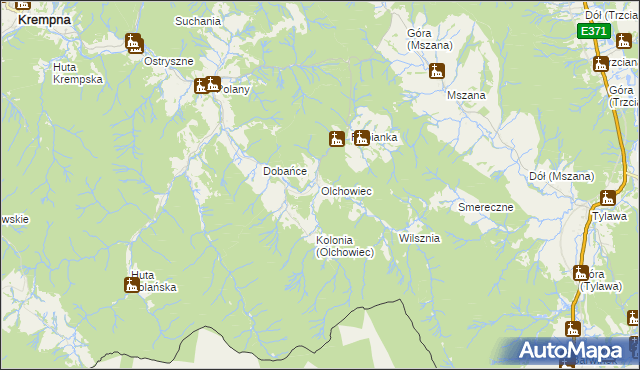 mapa Olchowiec gmina Dukla, Olchowiec gmina Dukla na mapie Targeo