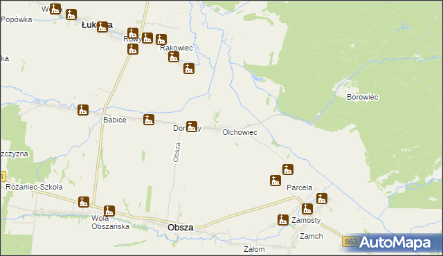 mapa Olchowiec gmina Obsza, Olchowiec gmina Obsza na mapie Targeo