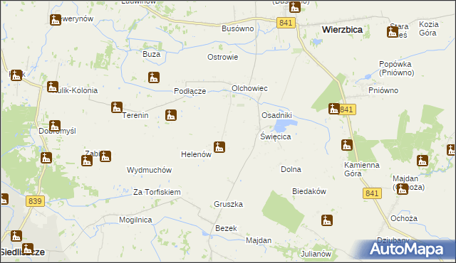 mapa Olchowiec-Kolonia gmina Wierzbica, Olchowiec-Kolonia gmina Wierzbica na mapie Targeo