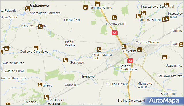 mapa Ołdaki-Magna Brok, Ołdaki-Magna Brok na mapie Targeo