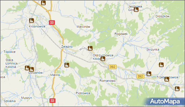 mapa Ołdrzychowice Kłodzkie, Ołdrzychowice Kłodzkie na mapie Targeo