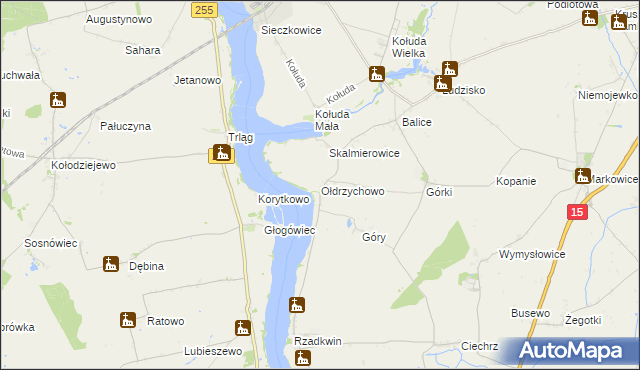 mapa Ołdrzychowo, Ołdrzychowo na mapie Targeo